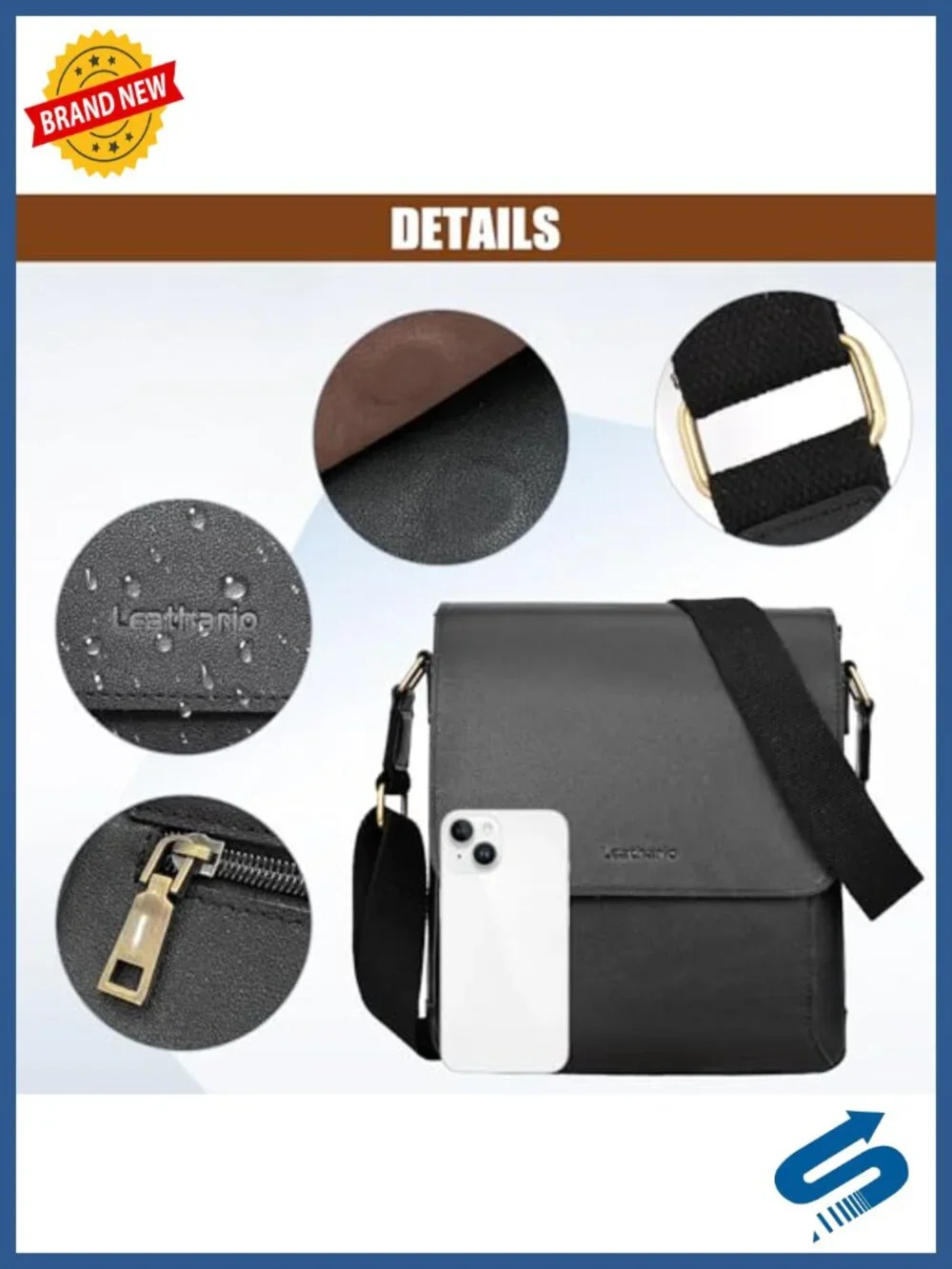 Vegan Leather Crossbody Bag Shoulder Purse Messenger for Work Travel